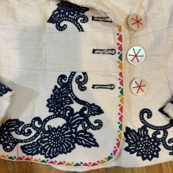 Elevenses Anthropology Rocky Shore Corduroy Embroidered Blazer Size 0P - Picture 3 of 8